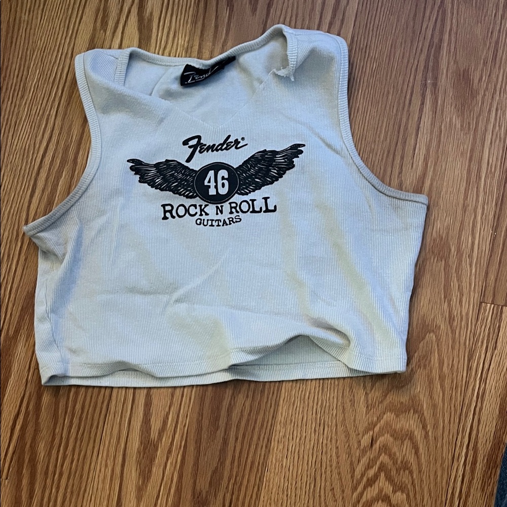 Fender White Rock N Roll Crop Top